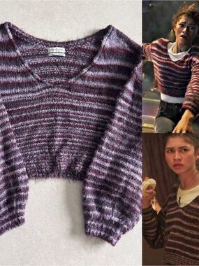 Urban Outfitters Oversized Cropped V-Neck Sweater ASO Spider Man MJ Zendaya
